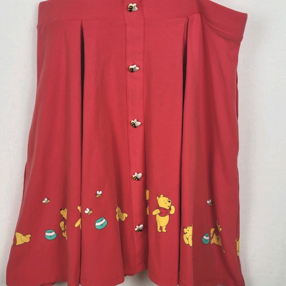 Disney Winnie The Pooh Balloon Ride Suspender Skirt Size M Red Pinafore Skater - Picture 7 of 14